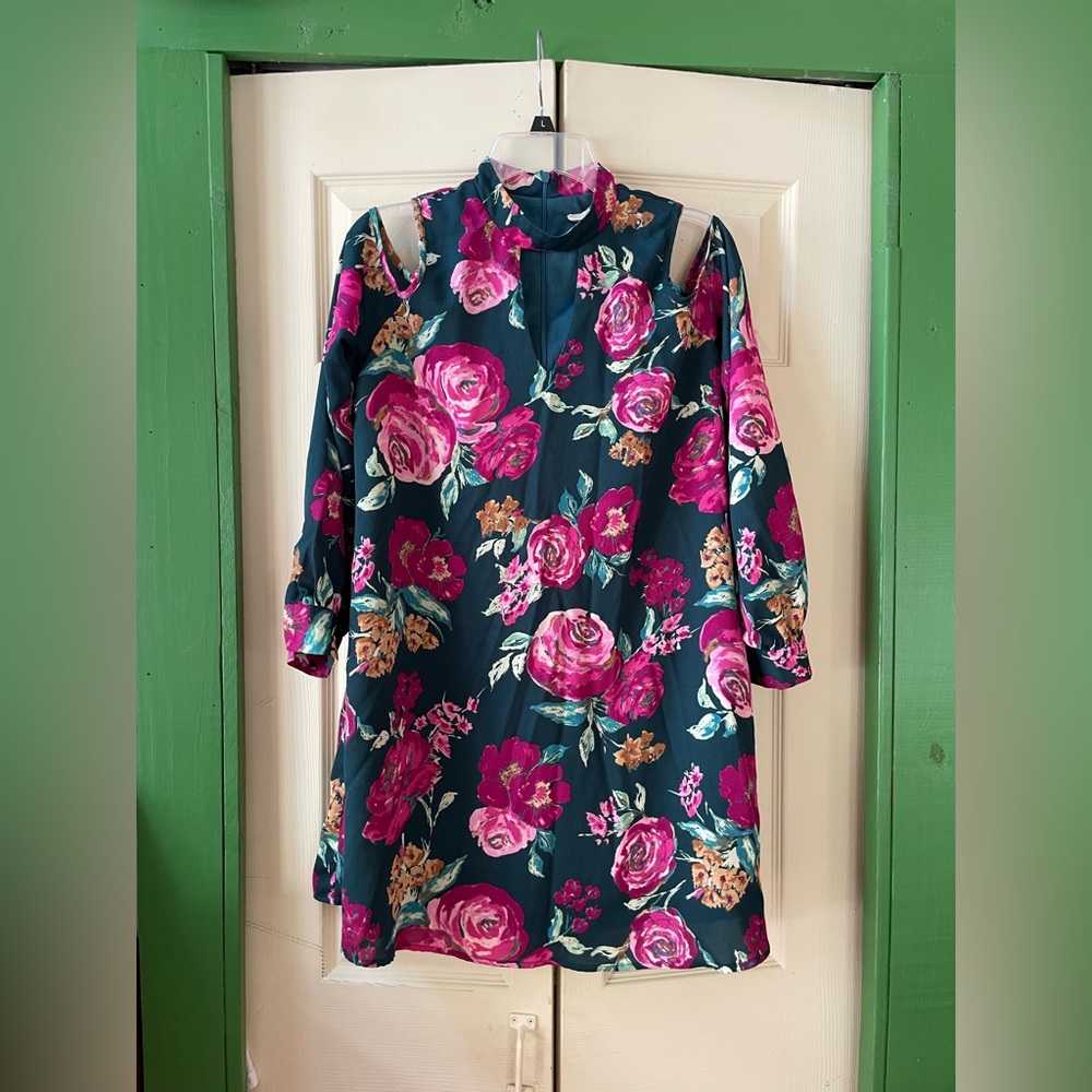 Everly Deep Teal and Pink Dress